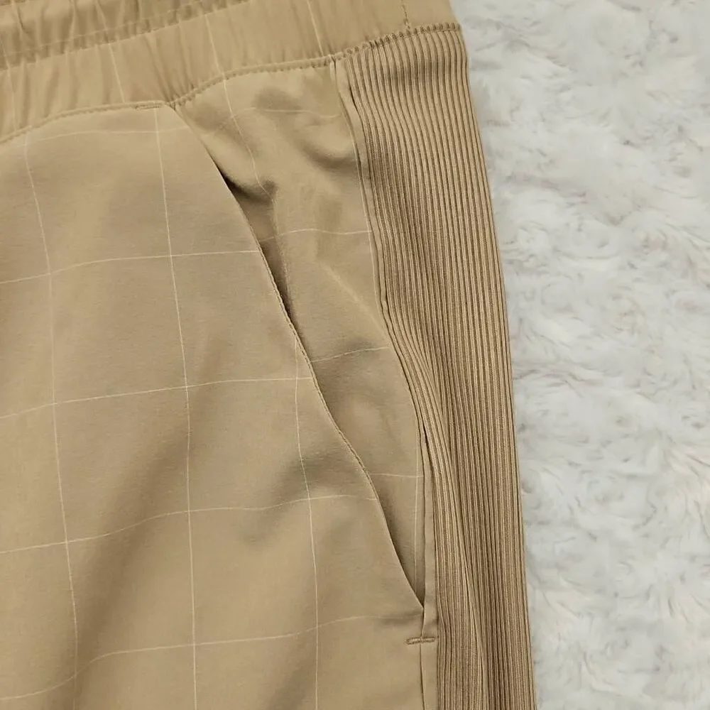 Athleta size 22 womens Brooklyn textured jogger lounge cream tan windowpane slit